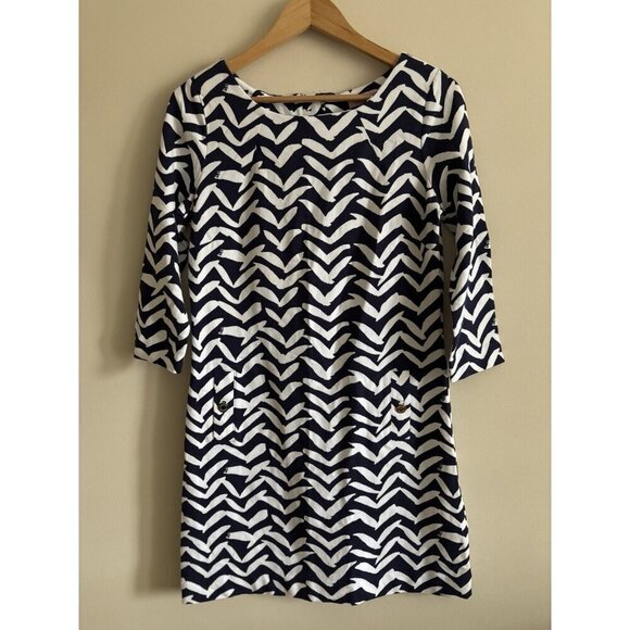 Lilly Pulitzer Charlene Bird Print Navy Dress MEDIUM Nautical Beach Summer - Picture 2 of 12